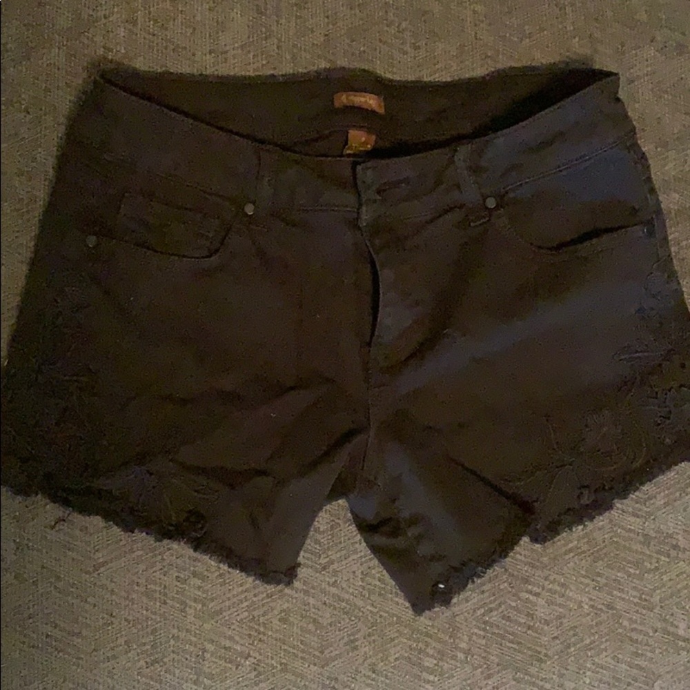black denim shorts